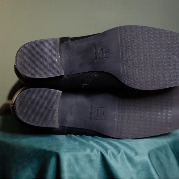 Black Leather Women's Wide Calf Moto Boots - Picture 9 of 9